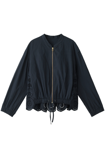MUVEIL ミュベール 【MUVEIL WORK】インドシフリー刺繍入りブルゾン ネイビー