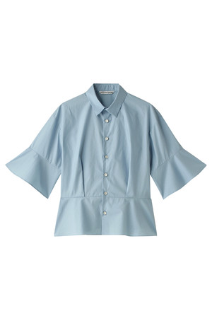  SALE 【50%OFF】 beautiful people ビューティフルピープル タイプライターペプラムシャツ サックス 