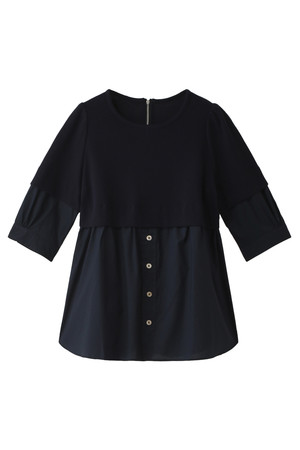  A エィス スウェットレイヤードシャツ ネイビー 