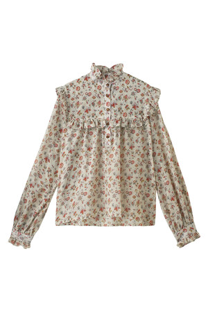  SALE 【50%OFF】 Laula ラウラ フラワープリントブラウス レンガ 