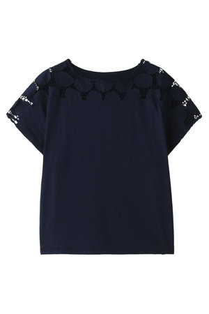  SALE 【30%OFF】 MARILYN MOON マリリンムーン 刺繍ブラウス ネイビー 