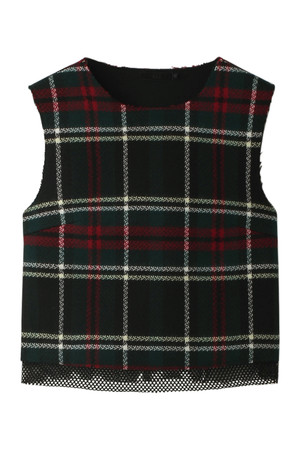  SALE 【50%OFF】 [AULA AILA アウラ アイラ] JACQUARD CHECK KNIT TOPS グリーン 