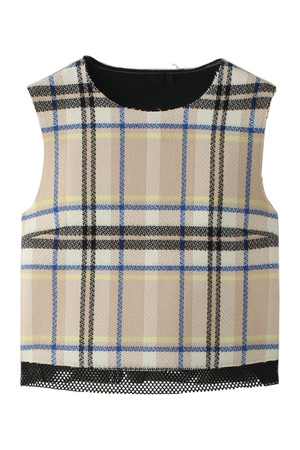  SALE 【50%OFF】 [AULA AILA アウラ アイラ] JACQUARD CHECK KNIT TOPS ベージュ 