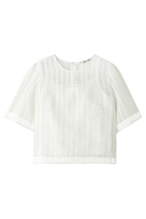AULA AILA アウラ アイラ SQUARE EMBROIDERY トップス オフホワイト
