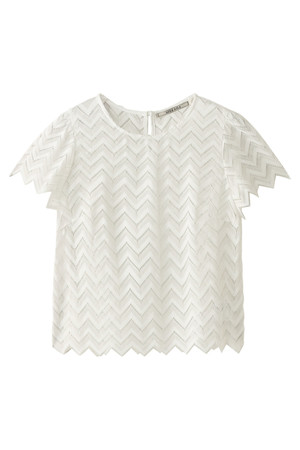  SALE 【40%OFF】 AULA AILA アウラ アイラ ZIG ZAG LACE TOPS ホワイト 