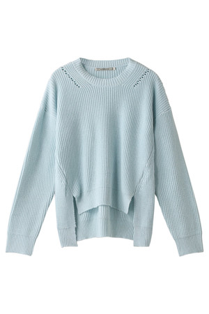  SALE 【50%OFF】 AULA AILA アウラ アイラ BULKY COTTON KNIT プルオーバー ライトブルー 