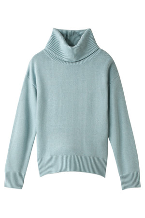  AULA AILA アウラ アイラ MIDDLE PLAIN TURTLE KNIT プルオーバー ライトブルー 