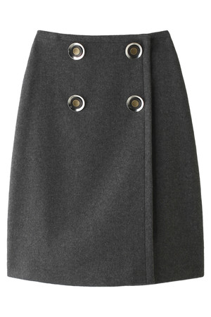  STELLA McCARTNEY ステラ マッカートニー フロントボタンカシミヤ混メルトンスカート チャコール 