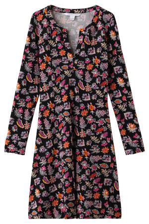  DIANE von FURSTENBERG ダイアン フォン ファステンバーグ フラワープリントシルクワンピース ブラックxパープル 