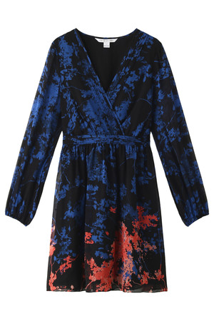  DIANE von FURSTENBERG ダイアン フォン ファステンバーグ プリントシルクワンピース ブルー 