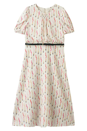  [JILLSTUART ジル スチュアート] ベルト付リップスティック柄ワンピース ホワイト 