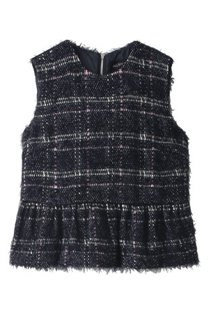  SALE 【50%OFF】 JILLSTUART ジル スチュアート ツイードペプラムブラウス ネイビー 