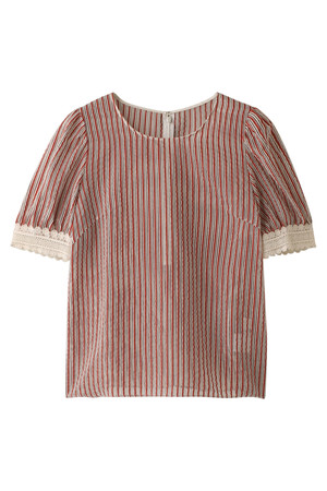  JILLSTUART ジル スチュアート シアーストライプブラウス レッド 