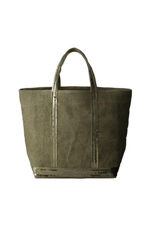  vanessabruno ヴァネッサブリューノ Mサイズ リネンスパンコールトートバッグ カーキ 