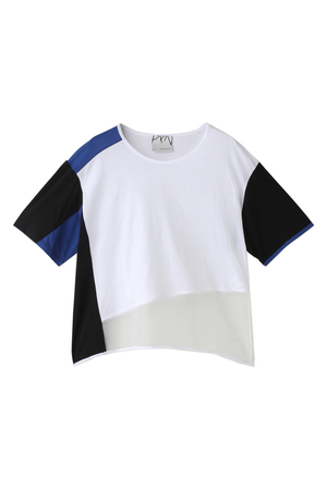  SALE 【50%OFF】 [plumpynuts プランピーナッツ] パッチワークTシャツ ホワイト 