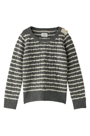  SALE 【60%OFF】 [Kai Lani カイラニ] Border Cable Knit グレー×ホワイト 