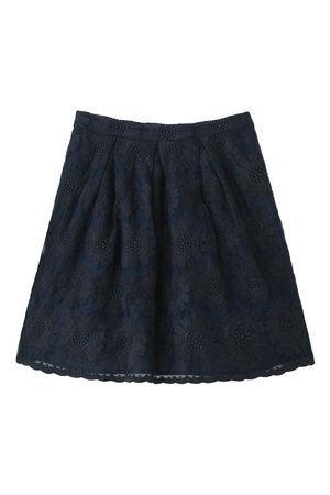  SALE 【70%OFF】 ne Quittez pas ヌキテパ フラワー刺繍オーガンジースカート ネイビー 