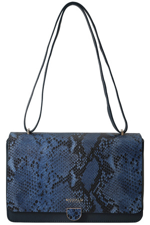  MODALU モダルー Marlborough スネークコンビショルダーバッグ ネイビー 
