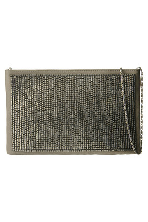  SALE 【50%OFF】 Waterlily ウォーターリリー チェーンショルダー付きビーズクラッチバッグ シルバー 