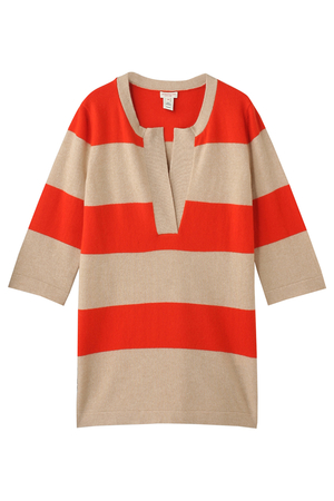  SALE 【70%OFF】 DEMYLEE デミリー ボーダーチュニック ベージュxオレンジ 