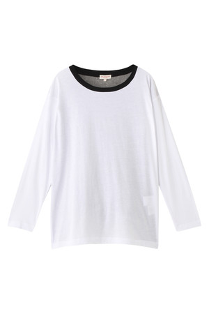  SALE 【40%OFF】 [DEMYLEE デミリー] Afia バイカラーロングTシャツ ホワイト 