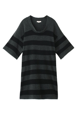  SALE 【70%OFF】 DEMYLEE デミリー Khloe カシミヤボーダーワンピース チャコール/ブラック 