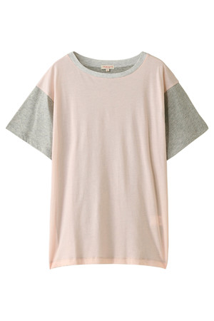  SALE 【50%OFF】 DEMYLEE デミリー カラーブロッキングTシャツ ベビーピンクxグレー 