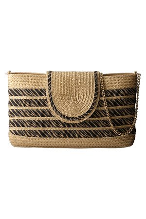  SALE 【50%OFF】 Caterina Bertini カテリーナ ベルティニ アニマルボーダー2Wayクラッチバッグ ベージュxゼブラ 
