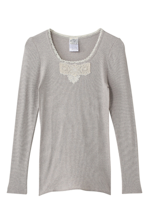  SALE 【50%OFF】 [martinique マルティニーク] 【BonVieuxTemps】レース付きカットソー グレー 