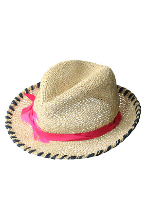  [martinique マルティニーク] 【Lola Hats】フェザーリボンストローハット ピンク 