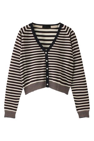  SALE 【28%OFF】 [DESIGNWORKS デザインワークス] 【grintmati】Lady rayon border カーディガン ネイビー 