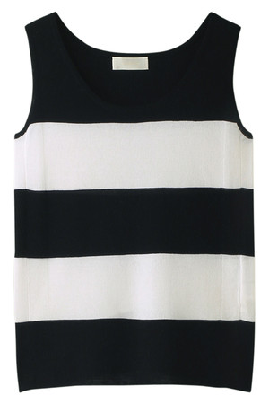  DESIGNWORKS デザインワークス Big boder knit ノースリーブブラウス ブラック 