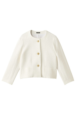  SALE 【39%OFF】 DESIGNWORKS デザインワークス コットンリネンクルーネックジャケット ホワイト 