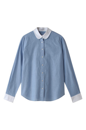  MACKINTOSH PHILOSOPHY マッキントッシュ フィロソフィー ウォッシャブルラウンドカラーシャツ ブルー 