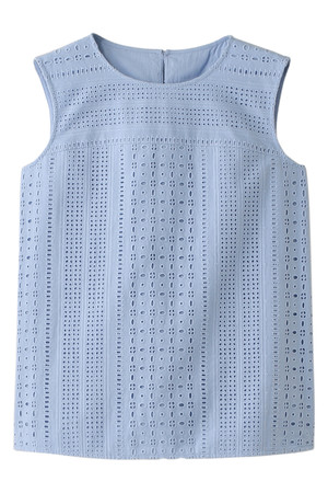  MACKINTOSH PHILOSOPHY マッキントッシュ フィロソフィー アイレットレースノースリーブブラウス ブルー 