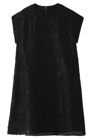  SALE 【20%OFF】 FLORENT フローレント オーガンジーボーダージャカードワンピース ブラック 