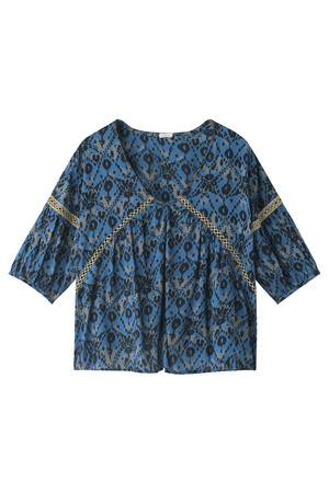  SALE 【55%OFF】 [AMERICAN RAG CIE アメリカンラグ シー] 【navasana】ローンバスアートブラウス ブルー 