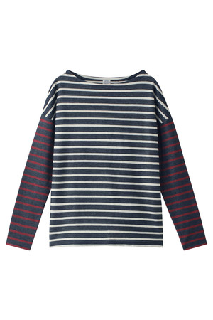  SALE 【40%OFF】 AMERICAN RAG CIE アメリカンラグ シー インレイボーダーコンビプルオーバー ネイビー 