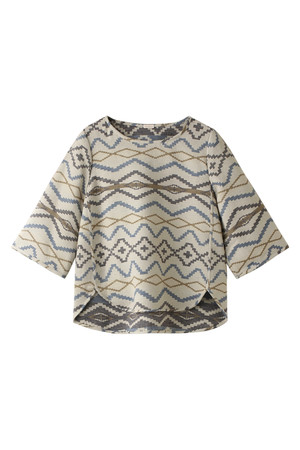  SALE 【30%OFF】 AMERICAN RAG CIE アメリカンラグ シー 【navasana】 コットンジャガードブラウス ブルーxベージュ 