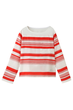  SALE 【40%OFF】 AMERICAN RAG CIE アメリカンラグ シー パネルボーダープリントブラウス レッドxホワイト 