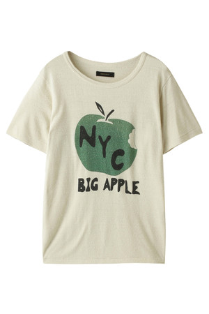  AMERICAN RAG CIE アメリカンラグ シー シルク100%Tシャツ 「BIGAPPLE」 オフホワイトxグリーン 