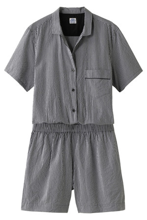  SALE 【40%OFF】 AMERICAN RAG CIE アメリカンラグ シー ストライプシャツオールインワン ブラック 
