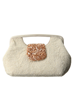  GALLARDAGALANTE ガリャルダガランテ フラップストーンビーズBAG ホワイト 