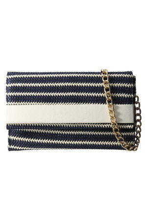  SALE 【30%OFF】 GALLARDAGALANTE ガリャルダガランテ ボーダークラッチ ネイビー 