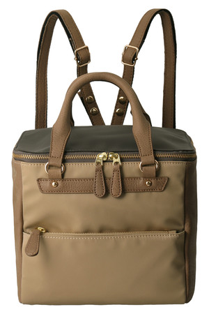  GALLARDAGALANTE ガリャルダガランテ バイカラーCUBEボストン ブラウンxベージュ 