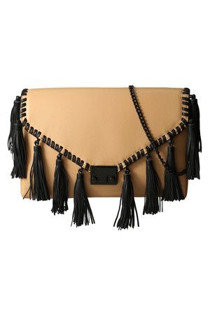  SALE 【50%OFF】 LOEFFLER RANDALL ロフラー ランダル タッセル付き2Wayクラッチバッグ ナチュラルxブラック 