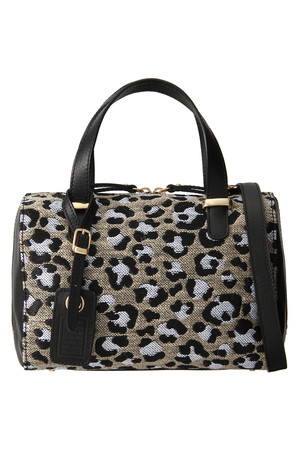  SALE 【50%OFF】 Minelli Renato ミネッリ レナート レオパード2Wayミニボストンバッグ ベージュxブラック 