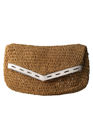  SALE 【30%OFF】 REBECCAMINKOFF レベッカミンコフ Sardinia Straw Clutch キャメル 