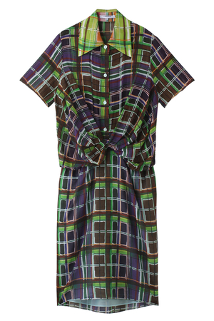  SALE 【50%OFF】 [CARVEN カルヴェン] チェック柄プリントドレス ナイトブルー 