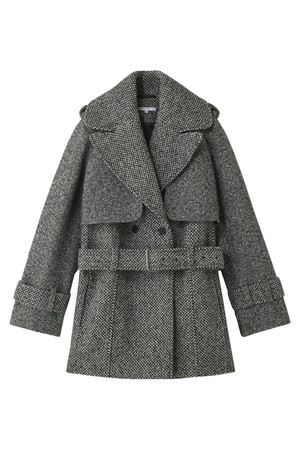  SALE 【50%OFF】 [CARVEN カルヴェン] ツイードコート ブラック/エクリュ 